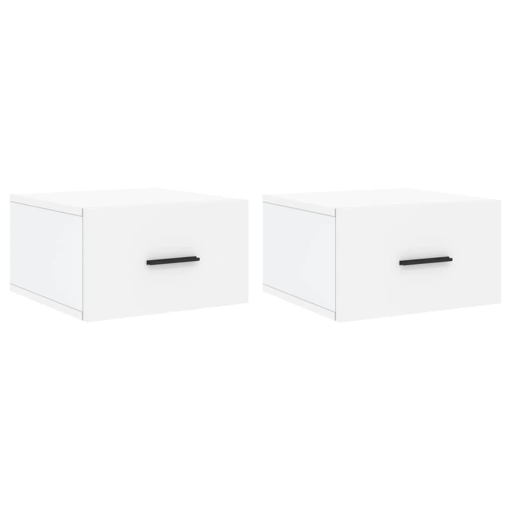 Tomostar Lot de 2 Tables de Chevet Murale, Table de Nuit Suspendue Chevet de Lit 2 pcs Blanc 35x35x20 cm
