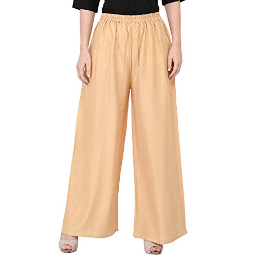 Image of Women's Plain Rayon Flared Palazzo (Free Size)