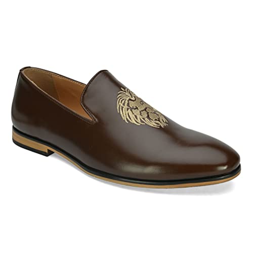 Image of San Frissco Men's Mid-Top Styling Loafer Lightweight Woven Moccasins Formal, Casual Driving Shoes for Men /Synthetic Leather /Cushioned Footbed Designed for All Seasons - Brown