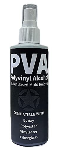 PVA Water Based Mold Release Agent IMPROVED Spray Nozzle - Polyvinyl Alcohol Agent for Epoxy, Polyester, Vinyl Ester, Resin, Gel Coat, Polyurethane Foam. Spray-On for Sculpture and DIY Projects - 8oz.