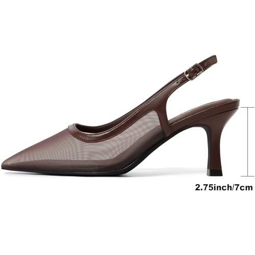 Image of Mostrin Kitten Heels for Women Slingback Pointed Closed Toe Heels Women's Pumps Shoes for Wedding, Party, Commuting
