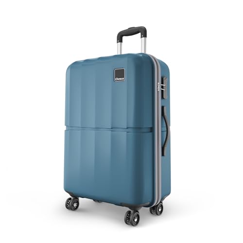 Image of Safari Genius Theo 8 Wheels 76cm Large Size Check-in Trolley Bag, Hard Case Polycarbonate, 360 Degree Wheeling Luggage, Suitcase for Travel, Trolley Bags for Travel, Pearl Blue