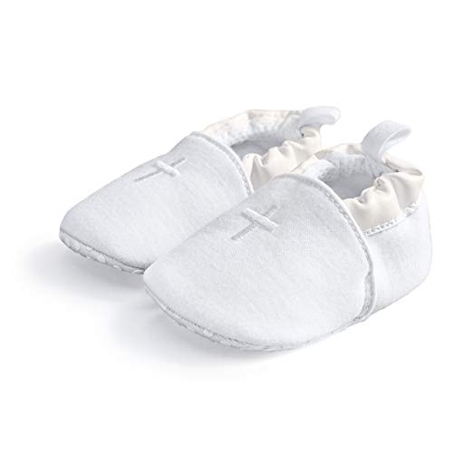 HAPIU Baby Baptism Shoes,Premium Soft Sole Infant Sneaker,Prewalker Shoes,6-12M White