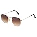 Caiearer Flat Glass Brown Gradient Lenses Hexagon Style Sunglasses For Men Women Gold Metal Frame 100% UV400 Protection 54mm