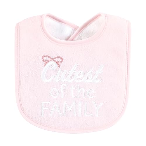 Image of Hudson Baby Infant Girl Cotton Terry Drooler Bibs with Fiber Filling, Cutest Family, One Size