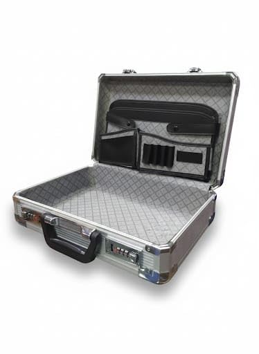 Image of Ziest Aluminium Briefcase with Dual Number Locks, Silver Colour, Business Professional, 38x13x27cm