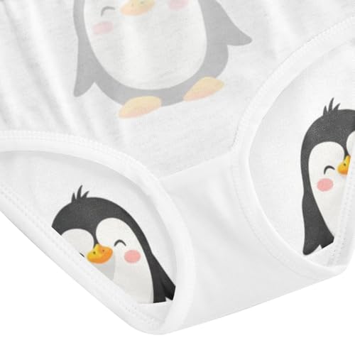 Cartoon Penguins White Girls Panties, Toddler Briefs, Girls Cotton Underwear, 2–8 Years4