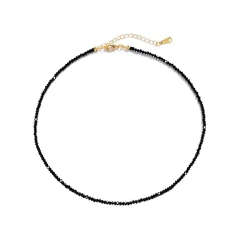 Dainty Black Spinel Beaded Choker Necklace Cover