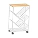 YWJLQH Rolling Bookcase with Wheels,Storage Rack Mobile Bookshelf Cart Organizer for Beside, White