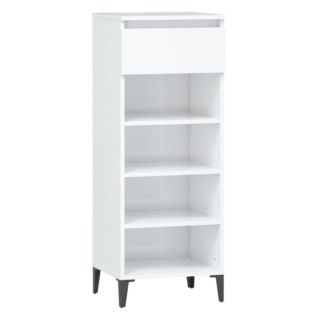 VidaXL Scarpiera In Legno Multistrato Bianca 40x36x105 Cm Con 4 Ripiani E Cassetto - 2