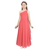 IEFIEL Vestidos Niñas Sin Mangas Vestido de Fiesta Princesa Gasa Bautizo Boda para Niña Vestido Comunion Ceremonia (6-14 Años) Coral 12 años