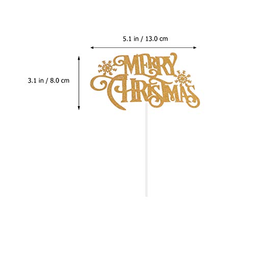 Toddmomy 12 Stuks Merry Christmas Cake Toppers Gouden Glitter Merry Christmas Cupcake Picks Voor Kerst Nieuwjaarsfeest - Image 7