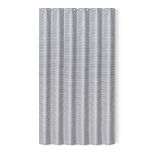 Amazon Basics Shower Curtain for Bathroom Quick-Drying Waffle Texture Water-Repellent Weighted Hem Metal Grommets with 12 Hooks 183x183 cm Grey