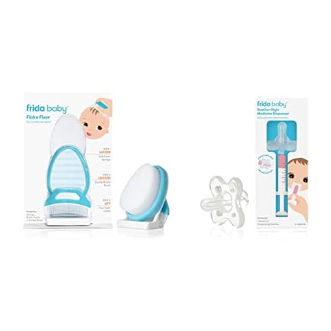 Frida Baby DermaFrida The FlakeFixer The 3-Step Cradle Cap System, White & Soother-Style Medicine Dispenser Cover