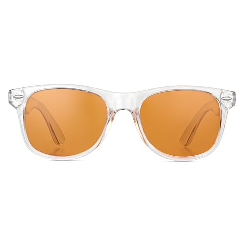 Anmcha Unisex Blue Light Blocking Sunglasses, Stylish Aviator Design, Orange