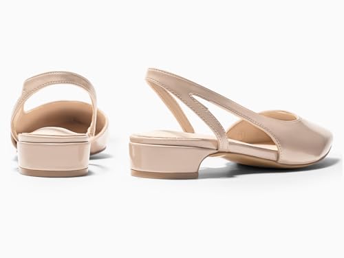 Coutgo Womens Slingback Chunky Low Heels Closed Pointed Toe Pumps D'Orsay Work Office Dress Shoes, Khaki, Size 7 by Coutgo - Used condition - Image 3
