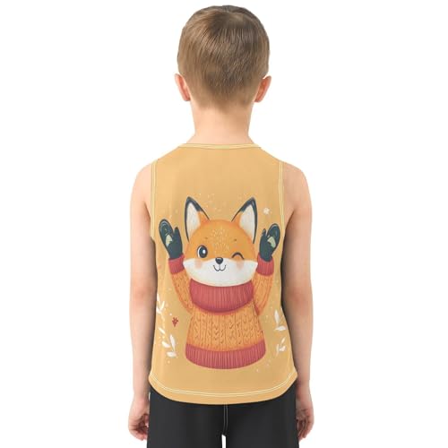 Fox Winter Gold Boys Tank Tops Quik Dry Toddler Tank Top Undershirts T-Shirts for 3-15 Years,3T3