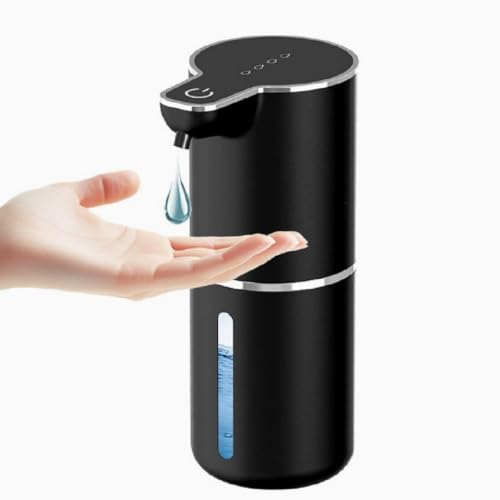 Amyzavls Automatic Soap Dispenser 380 ml Electric Wall Mounting Non-Contact Automatic Soap Dispenser USB Rechargeable with Infrared Motion Sensor for Bathroom Kitchen Office Black