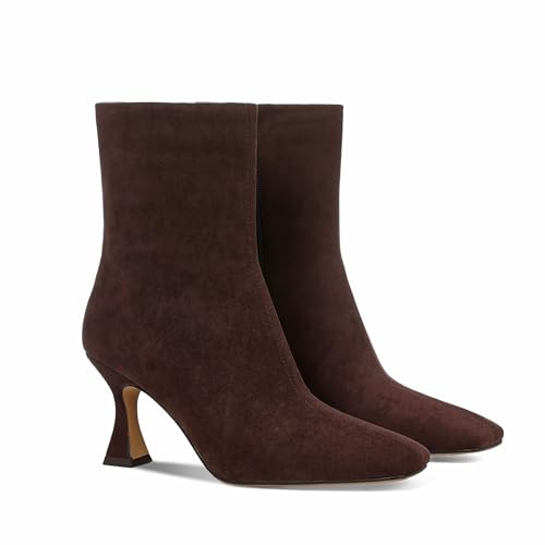 VOMIRA Ankle Boots for Women Square Toe Kitten Heel Boots2