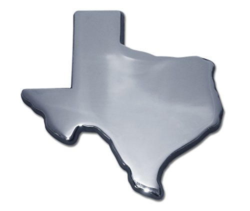 Image of Elektroplate State of Texas Chrome All Metal Emblem for Cars, Trucks, and All Auto | Universal Fit at 3.1 inch x 3.25 inch | Weatherproof