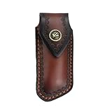 MUZZIOU Shop Knife Sheaths, 5.1' Pocket Knife Sheath for Belt, Leather Knife Sheath for Belt, Pocket Knife Holder, Leather Sheath Folding Knife (Large)