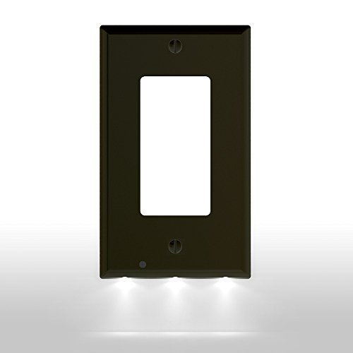 1 Pack SnapPower GuideLight - Outlet Wall Plate With LED Night Lights - FOR OUTLETS ONLY - (Décor, Black)