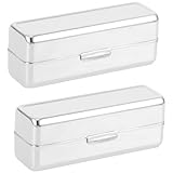 Beaupretty 2pcs Vintage Lipstick Organizer Case with Mirror Portable Makeup Storage for Lip Gloss Essential Oil Roller Elegant Retro Design for Pocket Travel