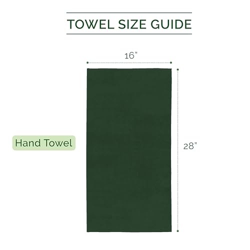 Image of Elegant Comfort Luxury 100% Turkish Cotton Corduroy Ribbed 4 Pack Hand Towel Set 16 x 28 Inch - Absorbent, Super Soft, Quick Dry, Premium Towels for Bathroom, Gym, Spa and Hotel Use, Hunter Green