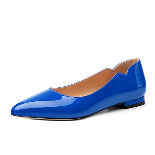 Women's Flats Shoes, Ballet Flats Dress Shoes Comfortable Patent Leather Pointed Toe Flats Slip on Office Shoes for Women