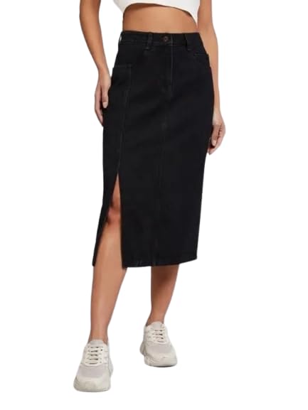 dolsia Woman Premium High Waisted Denim Skirt (SIZE-34) Black-picture-46
