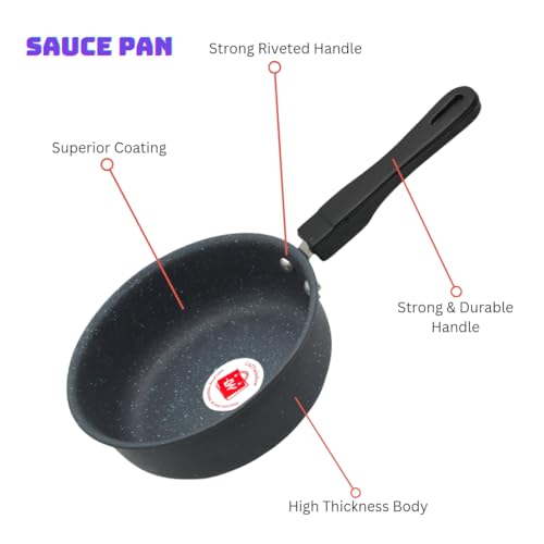 Image of LAZYwindow Nonstick Baby Sauce Pan /Frying Pan 17cm Dia, (Base Colour Grey) Pack of 1
