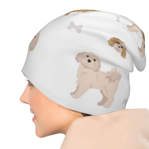 Cute Cavachon Pattern Beanie Hat Skull Cap miniatura 6