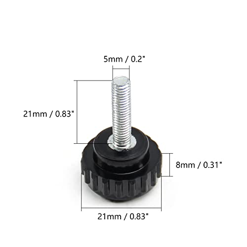 Image of Othmro 10Pcs M5 x 20mm Male Thread Knurled Clamping Knobs Grip Thumb Screw on Type Round Head Screw Black Plastic Bakelite Straight Handle Thread Screw Ball Knob for Drill Press Lathe