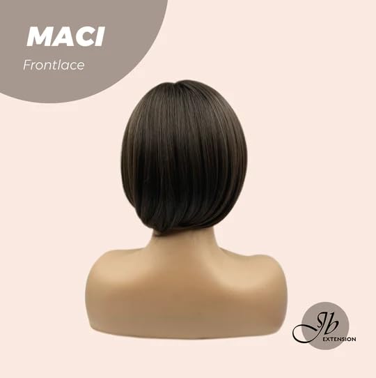 Miniatura 4 de MACI - Peluca de encaje frontal de 10 pulgadas con raya lateral, pelucas cortas de corte Bob marrón para mujer, pelucas sintéticas naturales para