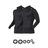 おたふく手袋*おたふくステッカー付*冬用インナー 長袖 ハイネック[防風 コンプレッション 吸汗速乾 メンズ]JW-196 ブラック M 【2枚組】