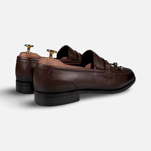 Men's Brown Leather Loafers – Handmade Italian Leather Slip-On Dress Shoes – Comfortable & Stylish for Office, Casual or Formal Events2