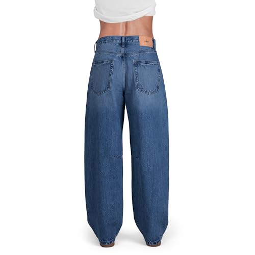 Womens Baggy Barrel Jeans Wide Leg Mid Rise Premium Denim Pants3