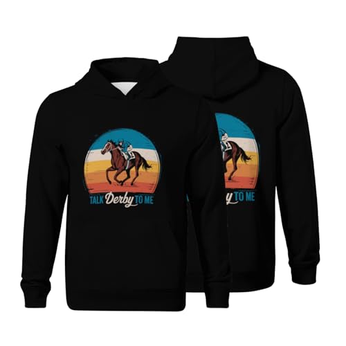 Kids Talk Derby to Me Retro Derby Time Horse Racing Boys Girls Lightweight Kangaroo Pocket Fleece Hoodies