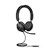 Jabra Evolve2 40 Cuffie Stereo Professionali Certificate Microsoft Teams e con Tecnologia di Chiamata a 3 Microfoni, Cavo con Entrata USB-A, Nero