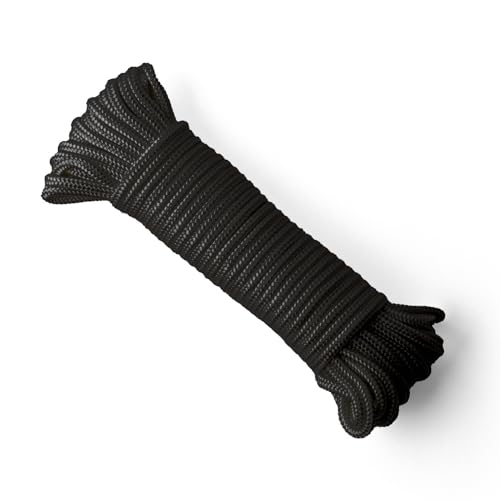 SNURO Corda di nylon (6mm, 20M, nero) - Corda in poliammide intrecciata per qualsiasi applicazione - Resistente all'usura e robusta - Forza di rottura 622kg