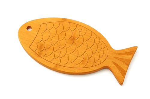 Tabla de cortar de bambú en forma de pez 13x5.5 pulgadas miniatura 1