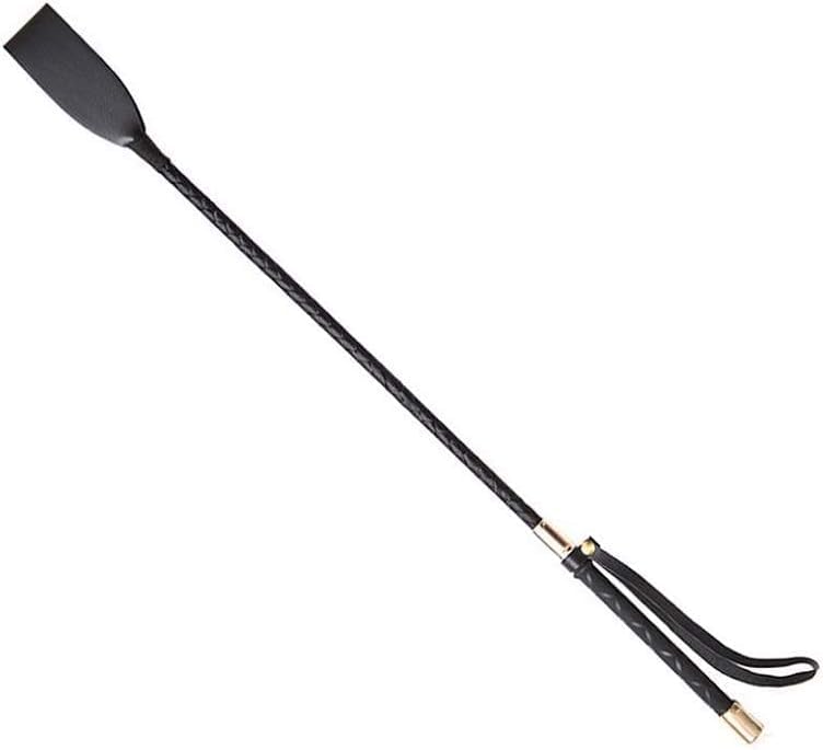 Premium Equestrian Riding Crop, Compact 12 Inch / 30cm Black Faux Leather Horse Training Whip, Lightweight Short Anti-Slip Grip, for Trail Riding Paddling