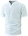 Ohoo Mens Slim Fit Ultra Light Cotton Linen Blend Long Sleeve Popover Work Shirt