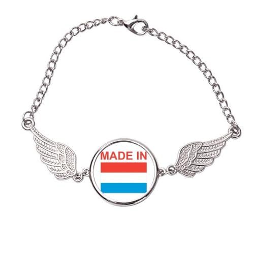 Luxembourg Country Love - Pulsera con alas de ángel, medium, Metal