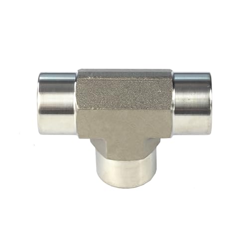Image of HFS(R) 1 /2 inch NPT Female 3 Way Tee, 304 Stainless Steel Forged Pipe Fitting Street Tee (1 /2 inch FNPT)