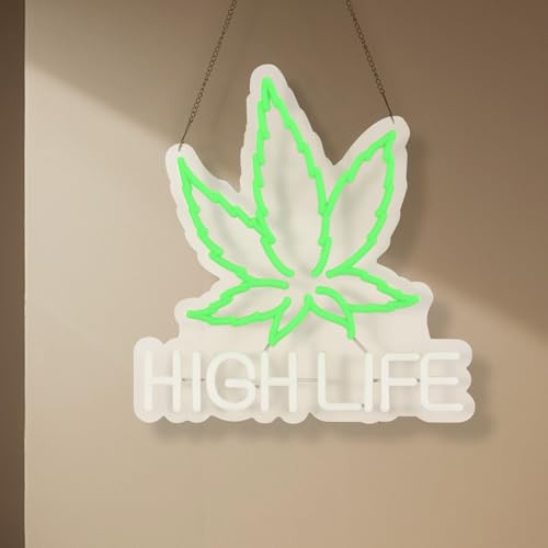 Image of Weed Neon Sign, USB Powered Weed Decor for Wall, Marijuana Light Cannabis Wall Art Signs Suitable for 420 Friendly Room Decor, Bar, Game Room, Party