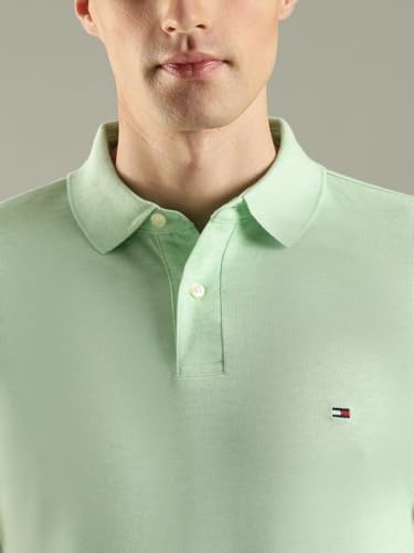 Image of Tommy Hilfiger Solid Regular fit Cotton Polo t-Shirt