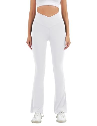 Image of HEGALY Women's Flare Yoga Pants - Crossover Flare Leggings Buttery Soft High Waisted Workout Casual Bootcut Pants
