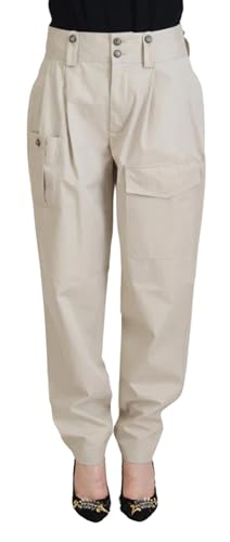 Dolce & Gabbana Pantalones cargo de algodón beige para mujer, Beige, 38