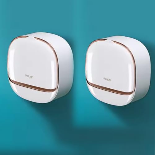Image of 2 Pcs Waterproof Soap Dish Holder | Luxury Soap Holder with Drain Tray Keep Soap Bars Dry | Adhesive Soap Box Wall Suction Mounted for BathroomStickable Modern (White)